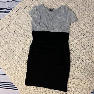 Cocktail Dress with Silver Top and Black Skirt, Size 14